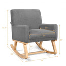 Massage Rocking Chair Upholstered Armchair with Lumbar Support-Gray