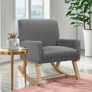 Massage Rocking Chair Upholstered Armchair with Lumbar Support-Gray