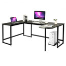 79" U-Shaped Computer Desk with CPU Stand for Home Office -Black