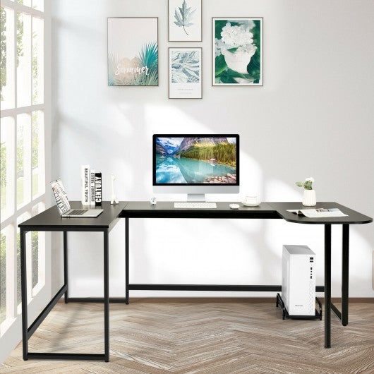79" U-Shaped Computer Desk with CPU Stand for Home Office -Black