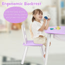 Wood Activity Kids Table and Chair Set with Center Mesh Storage for Snack Time and Homework-Purple