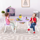 Wood Activity Kids Table and Chair Set with Center Mesh Storage for Snack Time and Homework-Purple