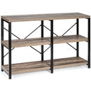 3 Tier 47" Console Metal Frame Sofa Table-Oak