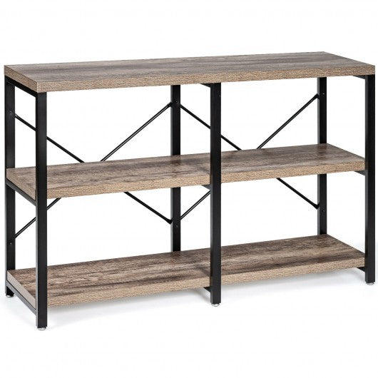 3 Tier 47" Console Metal Frame Sofa Table-Oak