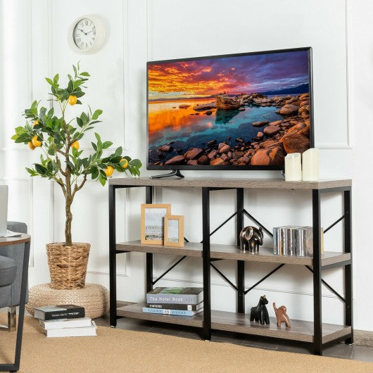 3 Tier 47" Console Metal Frame Sofa Table-Oak