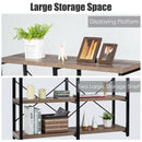 3 Tier 47" Console Metal Frame Sofa Table-Oak