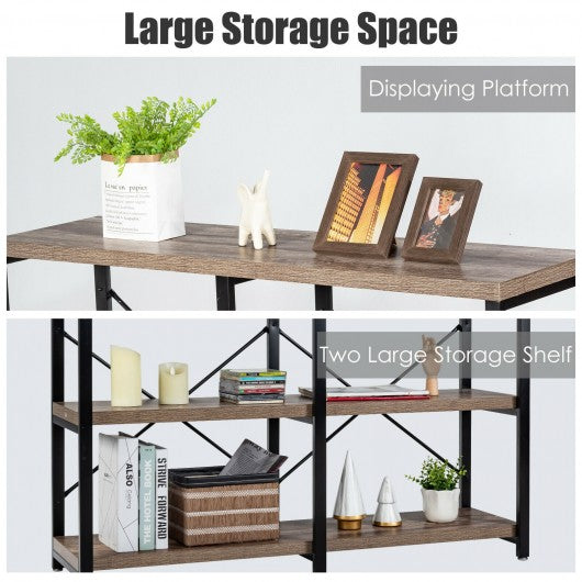 3 Tier 47" Console Metal Frame Sofa Table-Oak
