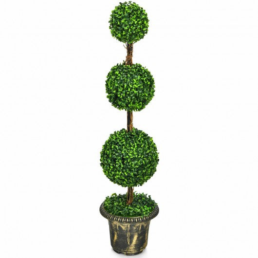 4 Feet Artificial Topiary Triple Ball Tree Plant