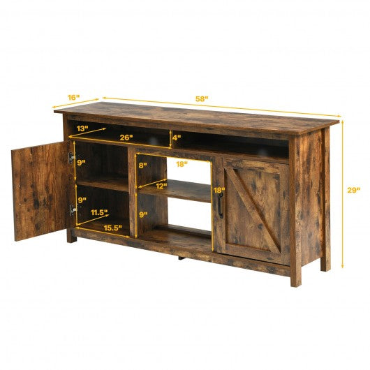60”Industrial TV Stand Entertainment Center with Shelve and Cabinet-Brown