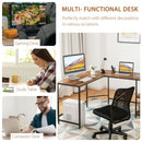 L Shaped Corner Computer Desk with Storage Shelves for Home Office Work-Brown