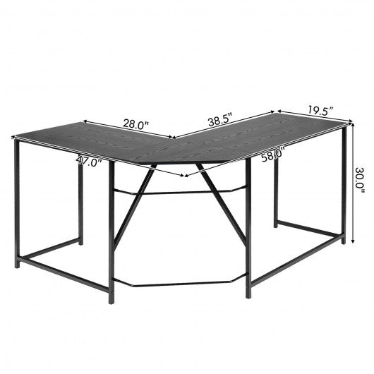58" x 47" L Shaped Corner Home Office Computer Desk Home-Black