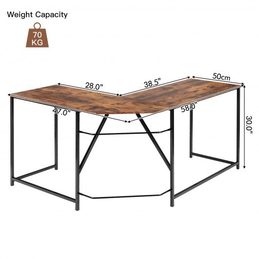 58" x 47" L Shaped Corner Home Office Computer Desk Home-Rustic Brown