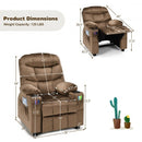Adjustable Lounge Chair with Footrest and Side Pockets for Children-Brown