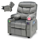 Adjustable Lounge Chair with Footrest and Side Pockets for Children-Gray