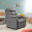 Adjustable Lounge Chair with Footrest and Side Pockets for Children-Gray