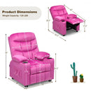 Adjustable Lounge Chair with Footrest and Side Pockets for Children-Pink