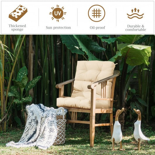 22" x 44" Tufted Outdoor Patio Chair Seating Pad-Beige