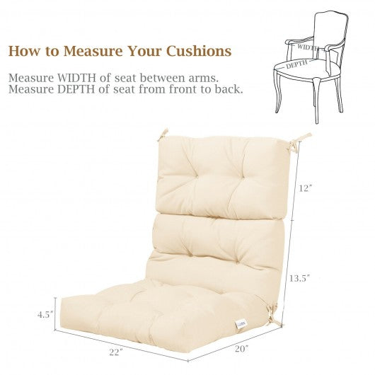 22" x 44" Tufted Outdoor Patio Chair Seating Pad-Beige