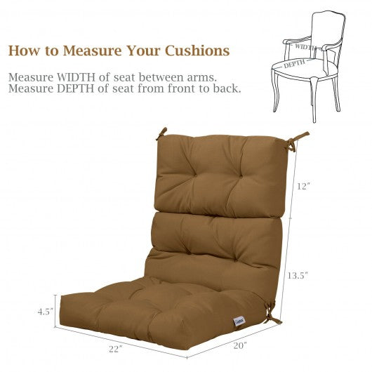 22" x 44" Tufted Outdoor Patio Chair Seating Pad-Brown