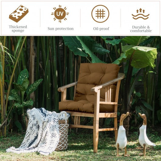 22" x 44" Tufted Outdoor Patio Chair Seating Pad-Brown