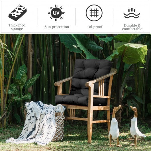 22" x 44" Tufted Outdoor Patio Chair Seating Pad-Black