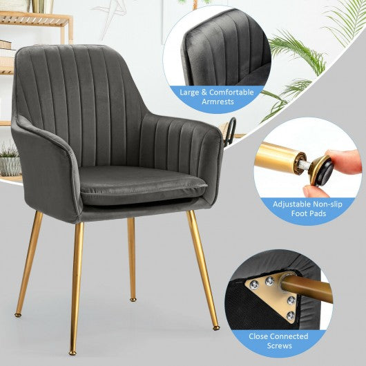 Accent Upholstered Arm Chair with Steel Gold Legs-Gray