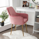 Accent Upholstered Arm Chair with Steel Gold Legs-Pink