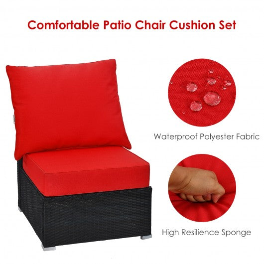 Deep Seat Chair Cushion Pads Set with Rope Belts for Indoor and Outdoor-Red