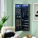 Wall Mounted Full Screen Mirror Jewelry Cabinet Armoire wirth 6 LEDs-Black