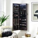 Wall Mounted Full Screen Mirror Jewelry Cabinet Armoire wirth 6 LEDs-Brown