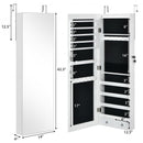 Wall Mounted Full Screen Mirror Jewelry Cabinet Armoire wirth 6 LEDs-White