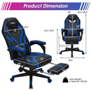 Computer Massage Gaming Recliner Chair with Footrest-Blue