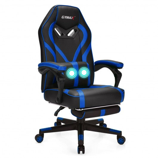 Computer Massage Gaming Recliner Chair with Footrest-Blue
