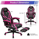 Computer Massage Gaming Recliner Chair with Footrest-Pink