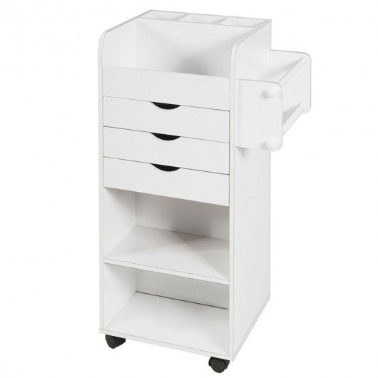 Wooden Utility Rolling Craft Storage Cart-White
