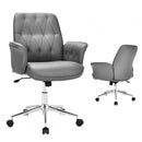 Modern Home Office Leisure Chair PU Leather Adjustable Swivel with Armrest-Gray