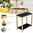 Bamboo Side Table 2-Tier Sofa End Console Table with Storage Shelf Felt Pad for Bedroom