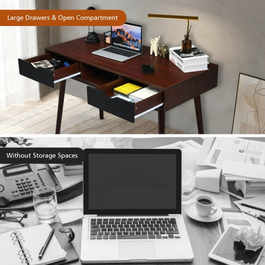 48 Inch Wooden Workstation Laptop Table with Drawers