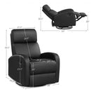 Recliner Chair Swivel Rocker Manual Single Sofa Lounger with Footrest-Black