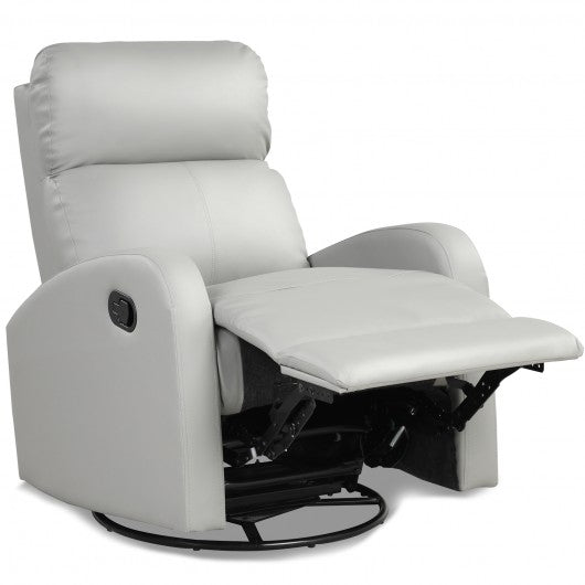 Recliner Chair Swivel Rocker Manual Single Sofa Lounger with Footrest-Gray