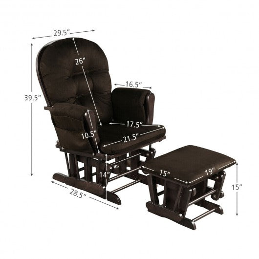 Baby Nursery Relax Rocker Rocking Chair Glider and Ottoman Set-Brown