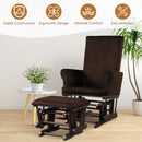 Baby Nursery Relax Rocker Rocking Chair Glider & Ottoman Set-Coffee