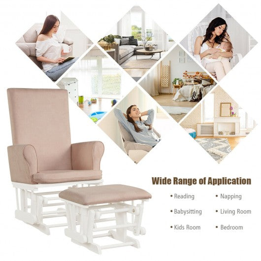 Baby Nursery Relax Rocker Rocking Chair Glider & Ottoman Set-Pink