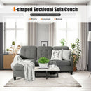 Convertible L-shaped Sectional Sofa Couch with Massage Cushion-Dark Gray