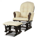 Solid Wood Gliding Chair Set with Pockets and Ottoman for Relaxing-Beige