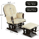 Solid Wood Gliding Chair Set with Pockets and Ottoman for Relaxing-Beige