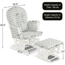 Solid Wood Gliding Chair Set with Pockets and Ottoman for Relaxing-Gray and White