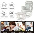 Solid Wood Gliding Chair Set with Pockets and Ottoman for Relaxing-Gray and White