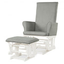 Wooden Baby Nursery Glider and Ottoman Cushion Set-Gray