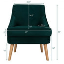 Velvet Upholstered Accent Chair with Rubber Wood Legs-Green